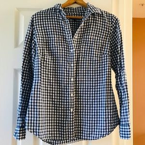 Talbots linen blue and white checkered shirt. NWOT